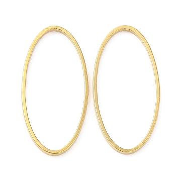 Brass Linking Rings, Cadmium Free & Lead Free, Long-Lasting Plated, Oval, Real 24K Gold Plated, 20x10x1mm, Inner Diameter: 19x9mm