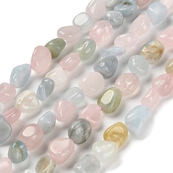 Natural Morganite Beads Strands, Nuggets, Tumbled Stone, 7~13x4.5~10x4.5~10mm, Hole: 1.2mm, about 44~46pcs/strand, 15.08''~16.14''(38.3~41cm)