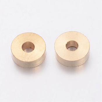Golden Brass Rondelle Spacer Beads, 6x2mm, Hole: 2mm
