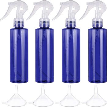 PET Plastic Trigger Spray Bottles, with Polypropylene(PP) Spray Head, Plastic Funnel Hopper and Chalkboard Sticker Labels, Blue, 20.5x4.6cm, Capacity: 200ml
