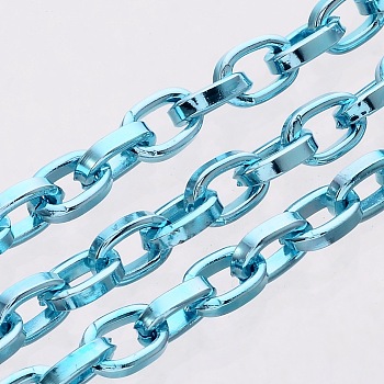 Aluminum Chains, Unwelded, Oxidated in Lt. Blue, Link:5.5x8mm