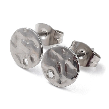 Stainless Steel Color Flat Round 304 Stainless Steel Stud Earring Findings