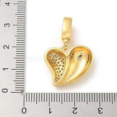 Brass Micro Pave Clear Cubic Zirconia Heart European Dangle Charms(KK-U044-03G)-3