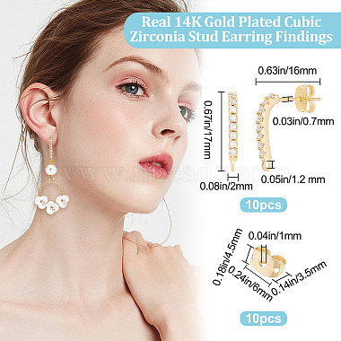 Beebeecraft 5 Pairs Rack Plating Brass Micro Pave Cubic Zirconia Stud Earring Findings(ZIRC-BBC0001-43)-2