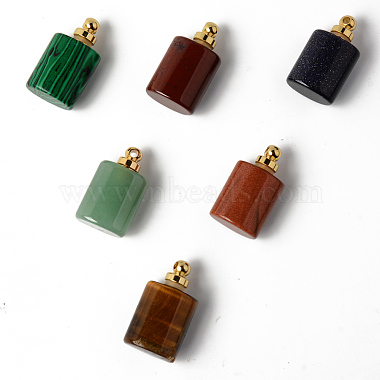 Pendentifs de bouteille de parfum ouvrants en pierres précieuses mixtes naturelles et synthétiques(G-R478-002-G)-2