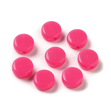 Cerise Flat Round Acrylic Beads