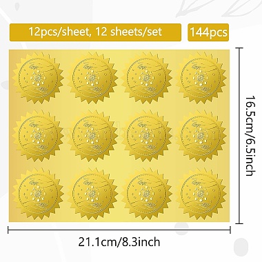 12 feuilles d'autocollants en relief en feuille d'or(DIY-WH0451-050)-2