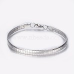 Tarnish Resistant 304 Stainless Steel Chain Bracelets, with Lobster Claw Clasps, V Shape Pattern, Stainless Steel Color, 8-1/4 inch(210mm), 6x1.5mm(BJEW-I238-07P)