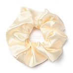 Solid Color Girls Hair Accessories, Cloth Elastic Hair Ties, Ponytail Holder, Cloth Grid Scrunchie/Scrunchy, Beige, Inner Diameter: 33~35mm(OHAR-L012-003D)