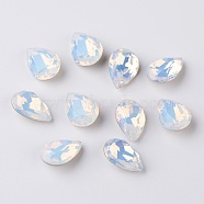 Faceted Teardrop K9 Glass Rhinestone Cabochons, Grade A, Pointed Back & Back Plated, White Opal, 18x13x6mm(RGLA-I001-18x13mm-031)