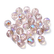 AB Color Plated Glass Beads, Faceted Round, Thistle, 8x7mm, Hole: 1.5mm(EGLA-P059-02A-AB03)