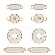 8Pcs 4 Styles 304 Stainless Steel Connector Charms with Shell, Rectangle & Flat Round, Seashell Color, Real 14K Gold Plated, 18x4x1.5mm, Hole: 0.9mm, 2pcs/style(STAS-DC0014-58)