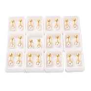 White Round Plastic Imitation Pearl Ear Fake Plugs, 304 Stainless Steel Piercing Stud Screw Earrings for Women, Golden, 5mm, Pin: 1mm(EJEW-H105-20G)