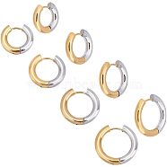 4 Pairs 4 Size Two Tone 304 Stainless Steel Hinged Hoop Earrings for Women, Golden & Stainless Steel Color, 6 Gauge, 17~23x18~24.5x4mm, Pin: 1mm, 1 Pair/style(EJEW-UN0002-20)