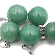 Natural Green Aventurine Round Charms with Platinum Plated Metal Snap on Bails, 14mm(PW-WG84682-03)