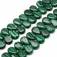 Teardrop Malachite Pendant Beads Strands, Top Drilled Beads, 18~19x13~14x6~7mm, Hole: 1mm, about 29pcs/strand, 7.87 inch(G-R307-03)