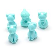 Opaque Acrylic Kitten Beads, Cat, Pale Turquoise, 14.5x8.5x9.5mm, Hole: 2.5mm, about 860pcs/500g(MACR-S830-02E)