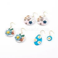 Handmade Polymer Clay Dangle Earring, with 316 Surgical Stainless Steel Earring Hooks, Golden, Mixed Color, 35~55mm, Pin: 0.85mm(EJEW-JE04501)