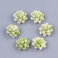 Synthetic Coral Beads, Dyed, Flower, Yellow Green, 17.5x18x10mm, Hole: 1.5mm(X-CORA-S027-38C)