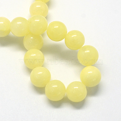 Natural Dyed Yellow Jade Gemstone Bead Strands, Round, Champagne Yellow, 4mm, Hole: 0.5mm, about 95pcs/strand, 15.7 inch(G-R271-4mm-Y06)