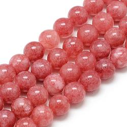 Natural Rhodochrosite Beads Strands, Round, Dyed, 10x9.5mm, Hole: 1mm, about 38pcs/strand, 14.5 inch(G-S150-06-10mm)