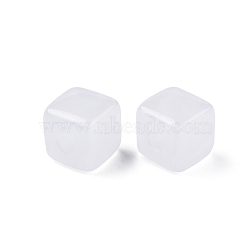 Opaque Acrylic with Glitter Powder Beads, Cube, White, 12x12x12mm, Hole: 4mm(SACR-G024-01)