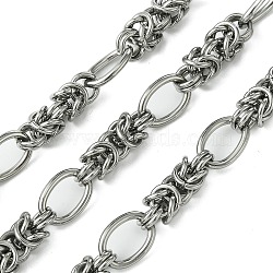 Tarnish Resistant 304 Stainless Steel Chains, Unwelded, with Spool, Stainless Steel Color, 14x9.5x2mm(CHS-Q005-03P)