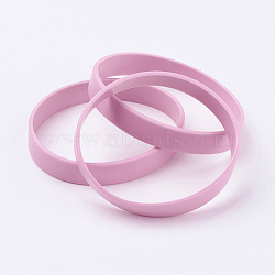 Silicone Wristbands Bracelets, Cord Bracelets, Pink, 7-1/8 inch(18cm), 12x2mm(BJEW-J176-180-08)