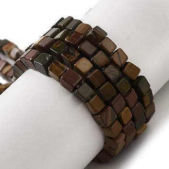 Natural Picasso Jasper Beads Strands, Cube, 4~5x4~5x4~5mm, Hole: 1mm, about 92pcs/strand, 15.63''(39.7cm)