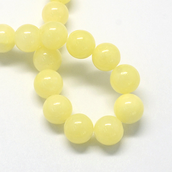 Natural Dyed Yellow Jade Gemstone Bead Strands, Round, Champagne Yellow, 4mm, Hole: 0.5mm, about 95pcs/strand, 15.7 inch