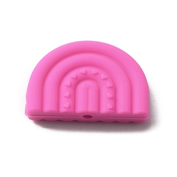 Food Grade Eco-Friendly Silicone Beads, Arch, Deep Pink, 21x32x8.5mm, Hole: 3mm