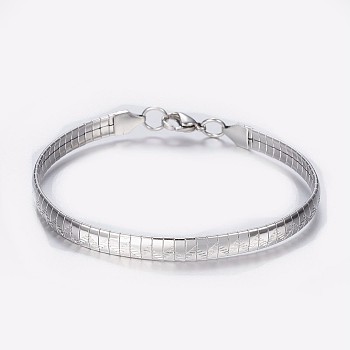 304 Stainless Steel Chain Bracelets, with Lobster Claw Clasps, V Shape Pattern, Stainless Steel Color, 8-1/4 inch(210mm), 6x1.5mm