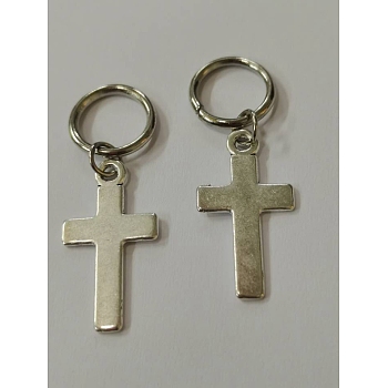 Alloy Pendants, with Iron Finding, Cross, Antique Silver, 37mm
