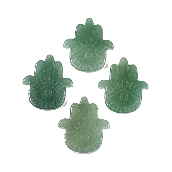 Natural Green Aventurine Hamsa Hand with Eye Figurines, for Home Office Desktop Decoration, 56~57x50~51x6~9mm