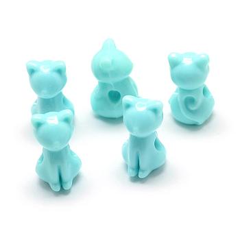 Opaque Acrylic Kitten Beads, Cat, Pale Turquoise, 14.5x8.5x9.5mm, Hole: 2.5mm, about 860pcs/500g