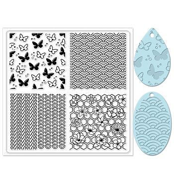 Silicone Clay Texture Mat, Clay Modeling Pattern Pad, Butterfly, 140x140x3mm