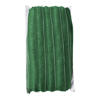 Polyester Ribbon, Fringe Lace Trim, Green, 7/8~1 inch(23~25mm), about 25m/card