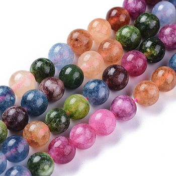 Natural White Jade Beads Strands, Imitation Ruby and Sapphire, Round, 8mm, Hole: 1mm, about 48pcs/strand, 15.35inch(39cm)