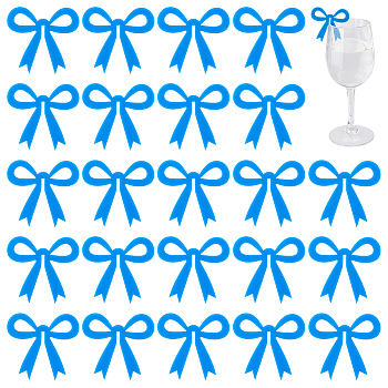 30Pcs Acrylic Wine Glass Charms, Goblet Marker, Bowknot, Deep Sky Blue, 49x53.5x3mm