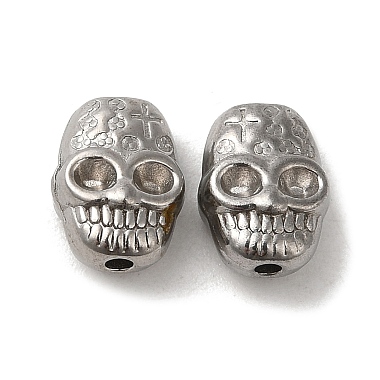 Stainless Steel Color Skull 304 Stainless Steel Beads
