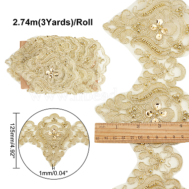 3 Yards Sparkle Embroidery Polyester Ribbon(OCOR-AR0001-40)-2