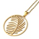 201 Stainless Steel Feather Pendant Necklace with Cable Chains(NJEW-Q317-22G)-2