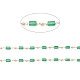 verre cuboïde à facettes et chaînes de perles rondes(CHC-G018-02KCG)-2