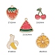 15Pcs 5 Style Light Gold Plated Fruit Theme Alloy Enamel Pendants(ENAM-ZZ0001-06)-2