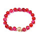 Round Glass Beaded Stretch Bracelet with Gold Plated Brass Ring for Women(BJEW-N018-02D)-1