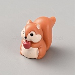 Resin Squirrel Eating Apple Display Decorations, Moss Micro Landscape Garden Decorations, Sandy Brown, 25.5x13.5x19mm(DJEW-WH0015-176)
