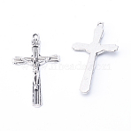 Tibetan Style Alloy Pendants, Cross, Cadmium Free & Nickel Free & Lead Free, Antique Silver, 43x24.5x4.5mm, Hole: 2mm, about 325pcs/1000g(TIBEP-R346-21AS-NR)