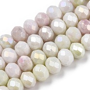 Faceted Electroplated Glass Beads Strands, AB Color Plated, Abacus, Pale Goldenrod, 6x5mm, Hole: 1.2mm, about 88~89pcs/strand, 17.05 inch~17.32 inch(43.3~44cm)(GLAA-C023-02-A03)