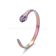 Ion Plating(IP) Rainbow Color 304 Stainless Steel Snake Wrap Open Cuff Ring for Women, US Size 6 1/2(16.9mm)(RJEW-C025-17M)