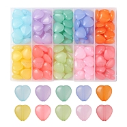 150Pcs 10 Style Transparent Acrylic Beads, Dyed, Heart, Mixed Color, 13.5x14x6mm, Hole: 1.5mm, 15pcs/color(TACR-YW0001-55)